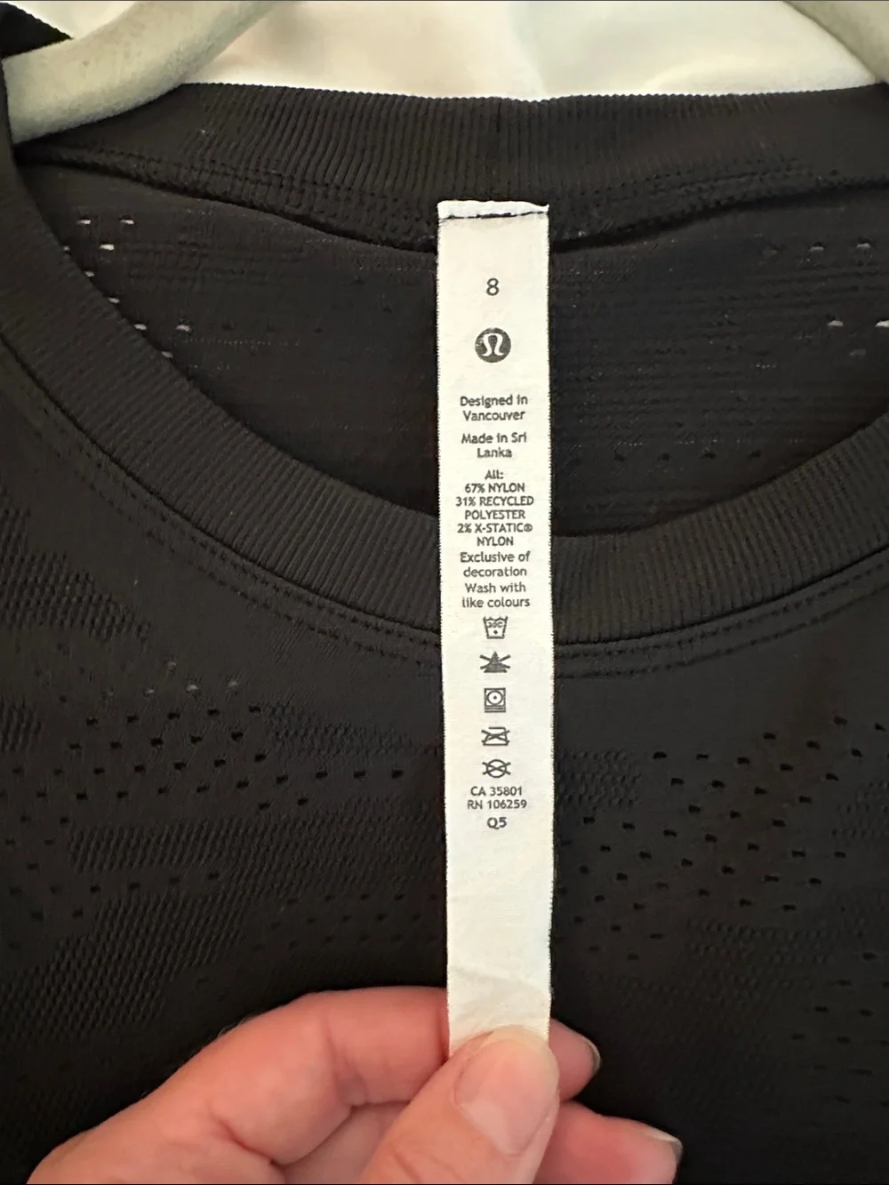 lululemon athletica Black Perforated Short Sleeve Tee